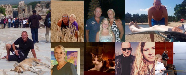 Fotocollage van de familie Hartkamp achter Autorijschool Hartkamp in Barneveld